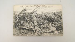 Ww1 Post Card With Remains Of Shot Down L77 Zeppelin Aluminum Frames In France