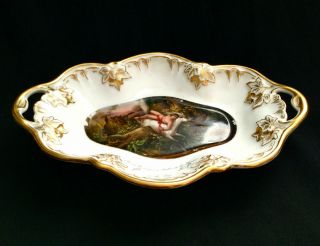 Antique German Hand Painted Porcelain Dish - Tray From 18 Or Early 19 Century.