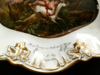 ANTIQUE GERMAN HAND PAINTED PORCELAIN DISH - TRAY FROM 18 OR EARLY 19 CENTURY. 4