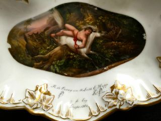 ANTIQUE GERMAN HAND PAINTED PORCELAIN DISH - TRAY FROM 18 OR EARLY 19 CENTURY. 6