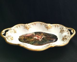 ANTIQUE GERMAN HAND PAINTED PORCELAIN DISH - TRAY FROM 18 OR EARLY 19 CENTURY. 8