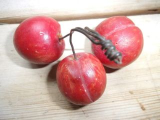 Antique Stone Fruit Cherries Wire Stem Alabaster Italy