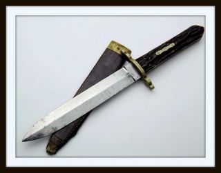 English Bowie Knife Etched " A Sure Defense " For American Civil War