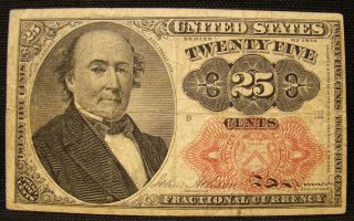 1874 Us.  25 Cent Fractional Currency Note Or " Greenback ".