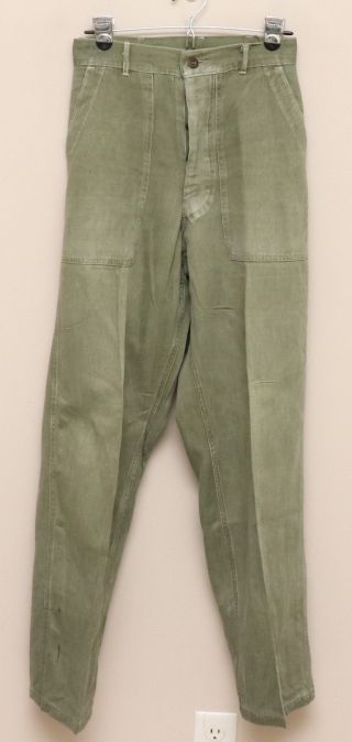 Vintage 26x31 Green Cotton Military Uniform Pants