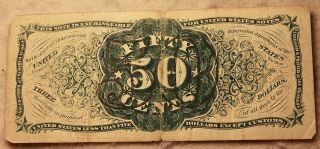 Vintage United States 1863 50 Cent Scrip Green Back Fractional Note 2