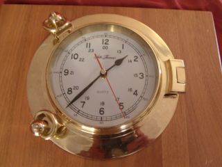 RARE Vintg BRASS Seth Thomas Ships PortHole Nautical Clock with seconds hand 9” 2