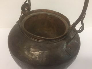 Rare 18th c.  Copper Glue Pot & Insert Dovetailed Globular Form 10 