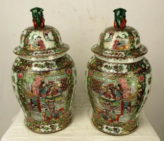 Pair Chinese Famille Rose Porcelain Vase Vases 19.  7 