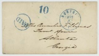 Mr Fancy Cancel Csa Stampless Cover Norfolk Va Paid10 Soldier Letter Ex - Kaufmann