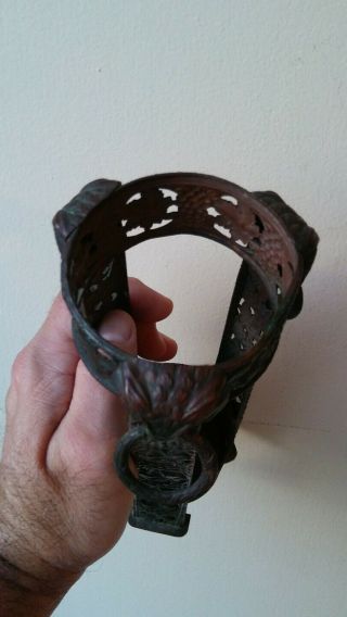 Rare Antique Arts and Crafts Ornate Copper Bronze Owl Vase 6