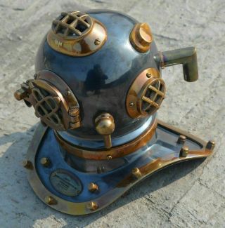 Antique Scuba Brass Diving Helmet Us Navy Mark V Marine Divers Gift