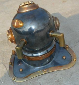 Antique Scuba Brass Diving Helmet US Navy Mark V Marine Divers Gift 2