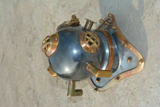 Antique Scuba Brass Diving Helmet US Navy Mark V Marine Divers Gift 3