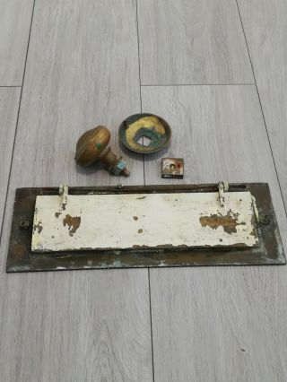 Huge Georgian Reclaimed Antique Brass Bronze Letter Box Plate & Door Pull Handle 4