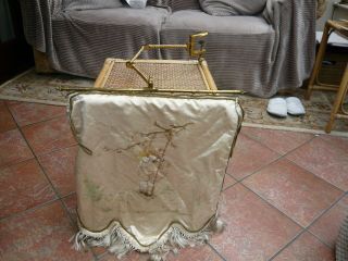 Rare To Find Antique Victorian Brass Tapestry Holder Fire Face Screen