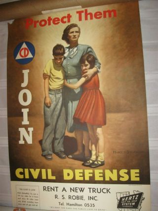 Vintage 1950 ' s Civil Defense Poster - Harold Stevenson 2