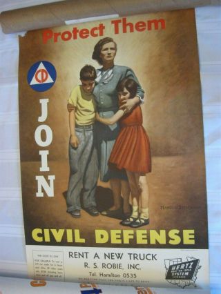 Vintage 1950 ' s Civil Defense Poster - Harold Stevenson 3