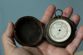 Fine Antique Cased Pocket Barometer Altimeter 0 - 8000 Feet Scale.