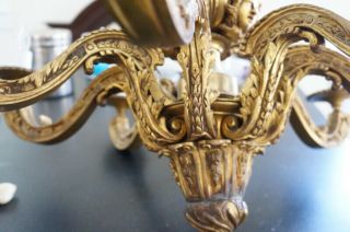 Gilt bronze antique chandelier.  Faces.  Gorgeous canopy. 3