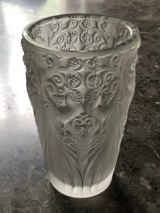 Early Antique Rene Lalique Vase C1928 Signed Rare " Coq Et Raisins " Model 1034