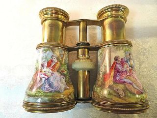 VERY RARE 19th c.  Opera Glasses,  Binoculars - Sevres Style French Enamel Figural 4