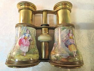 VERY RARE 19th c.  Opera Glasses,  Binoculars - Sevres Style French Enamel Figural 5