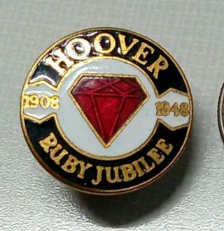 1908 - 1948 Wwii Hoover Company Ruby Jubilee Employee Pin Screw Back Rare Pin 1 "
