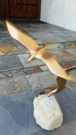 Curtis C Jere Sculpture Quartz Brass Seagulls.  20 Lb 19.  5 " Height X 17 " Width