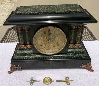 1900’s Antique Seth Thomas Mantel Shelf Clock Correctly Adamantine