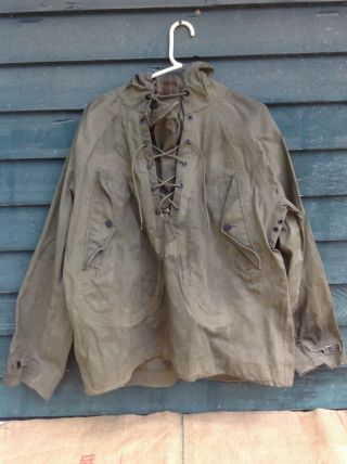 Vintage Military Usn U.  S.  Navy Lace Up Wet Weather Parka Pullover Deck Jacket