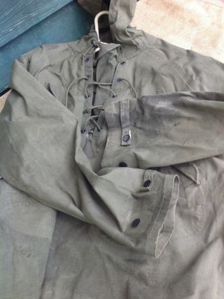 Vintage Military USN U.  S.  Navy Lace Up Wet Weather Parka pullover deck jacket 4