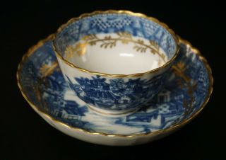 Chinese 18th Century Blue White Porcelain Tea Bowl Teabowl and Saucer 2