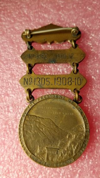 VINTAGE 1908 PANAMA CANAL ARMY NAVY MEDAL BADGE NAMED TEDDY ROOSEVELT 2