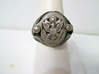 Wwii Us Army Air Force Sterling Silver Locket Ring Size 8.  5