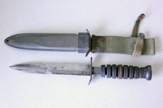 Ww2 Usm3 Imperial Guard Marked Fighting Knife With Usm8 Sheath Flaming Bomb