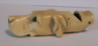 Antique Carved Dog Head Whistle Fantastic From Natural Substance