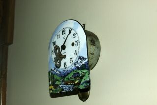 Vintage Germany Enamelware Porcelain Wall Clock - Bavarian Countryside - 10