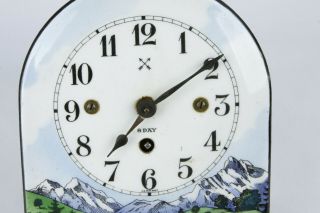 Vintage Germany Enamelware Porcelain Wall Clock - Bavarian Countryside - 6