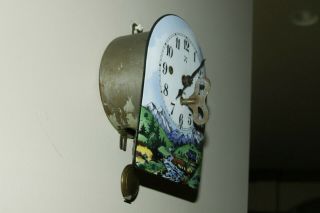 Vintage Germany Enamelware Porcelain Wall Clock - Bavarian Countryside - 9