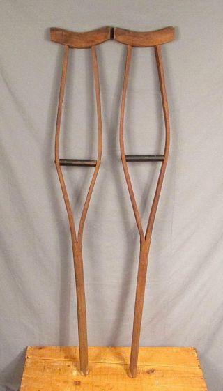 Vintage Antique Wooden Crutches Medical Primitives Civil War Victorian Era