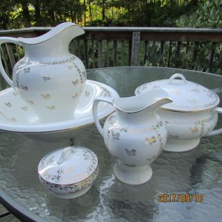 Antique Homer Laughlin 8pc Wash Basin Toilet Set - Wash Set - 1904 - 1905 - Duchessshape