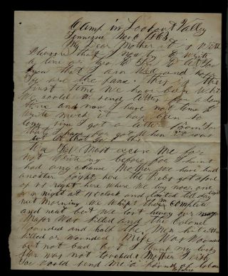 111th Pennsylvania Infantry Civil War Letter - Battle Lookout Mountain Tennessee