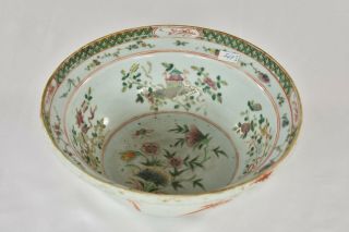 Large Antique Chinese Hand Painted Porcelain Bowl,  Qing Dynasty,  19th C