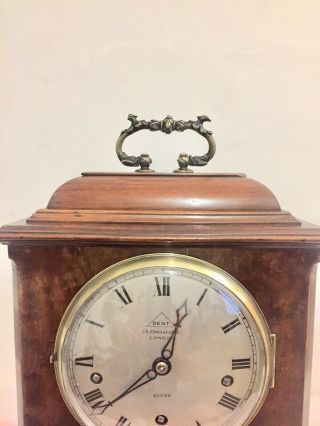 English Made Walnut Cased 5 Gongs Bracket Clock By Dent 2