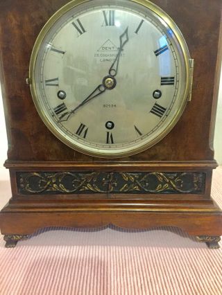 English Made Walnut Cased 5 Gongs Bracket Clock By Dent 3