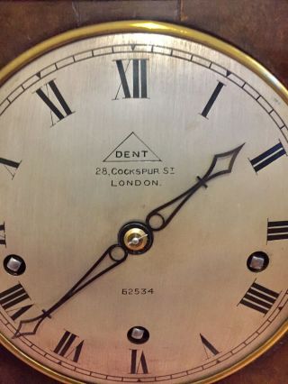 English Made Walnut Cased 5 Gongs Bracket Clock By Dent 5