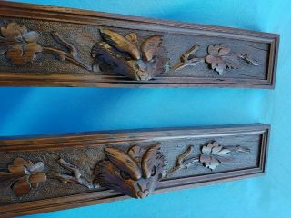 Antique French:2 fronts/panels,  Carved by Hand,  Solid Oak With Animal Heads,  19th 11