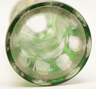 German Bohemian Moser Green Art Glass & Hand Painted Porcelain Plaque Vase c1900 7