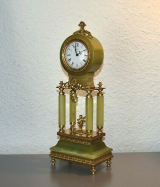 Wintermantel B.  G.  M.  Vintage Clock.  Made In Germany.  Green Onyx.  Running
